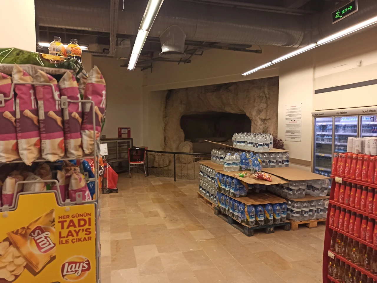 2300-year-old rock tomb on display inside a supermarket in Turkey