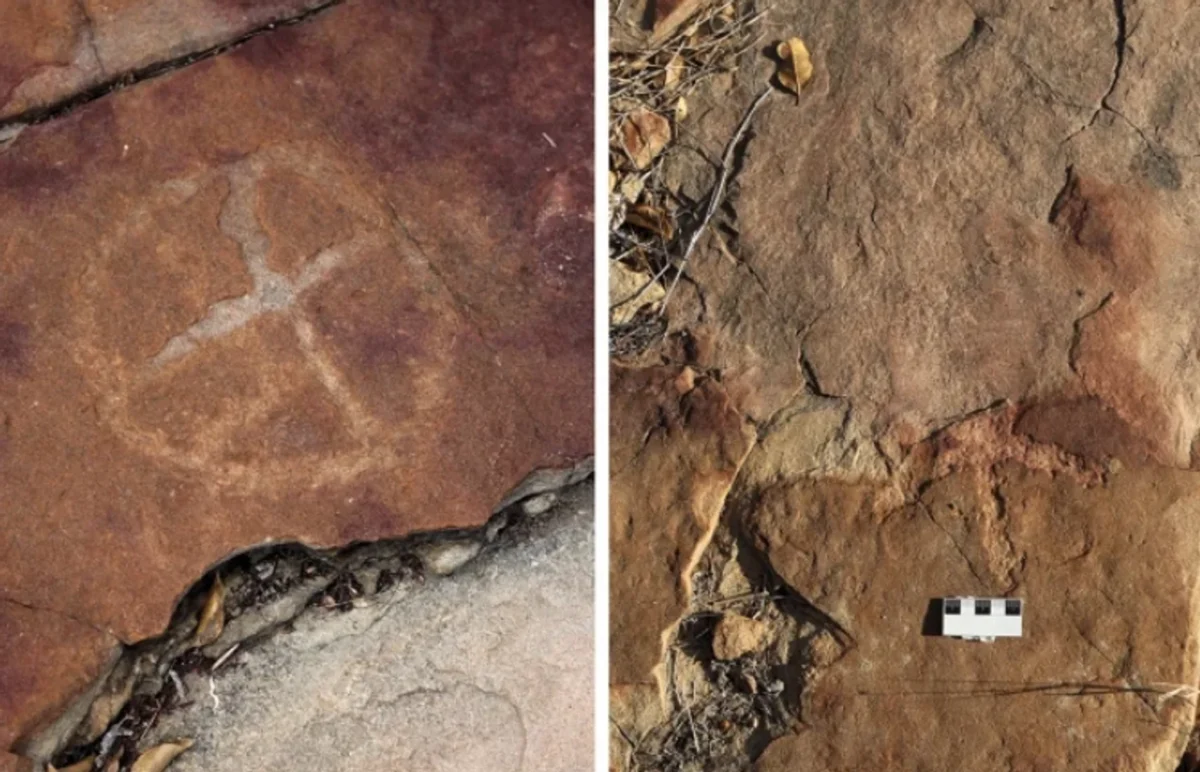 9,000-Year-Old Rock Art Suggests Humans Encountered Dinosaur Footprints