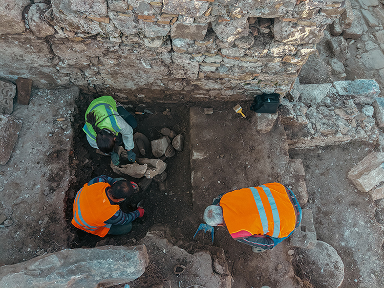 A statue of Hermes was brought to light during the excavations of the ancient city of Aspendos