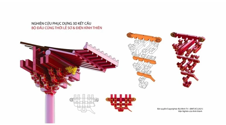 3D reconstruction study of the ancient bracket system structure at the Imperial Citadel of Thang Long in Hanoi, Vietnam. Credit: Vietnam.vn