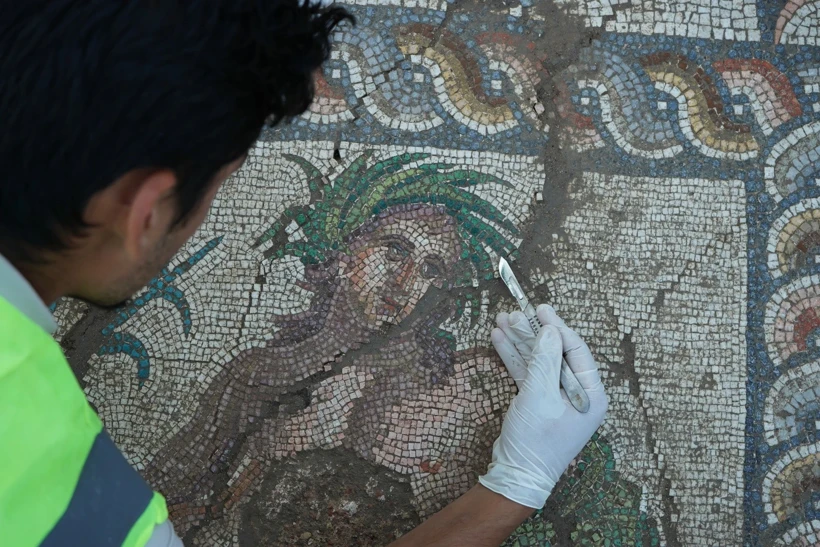 1,800-Year-Old River God Mosaic Found in Ancient Aspendos