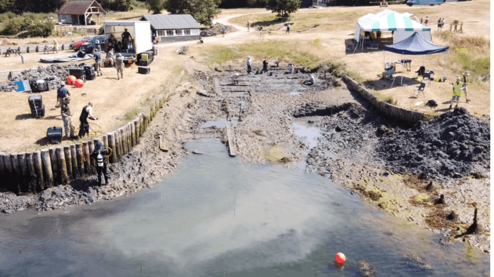 A Vast 18th-Century Warship Slipway Is Emerging from the Mud of an English River