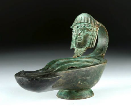 Roman Oil Lamp with a Theatre-Mask Handle Unearthed in Slovenia