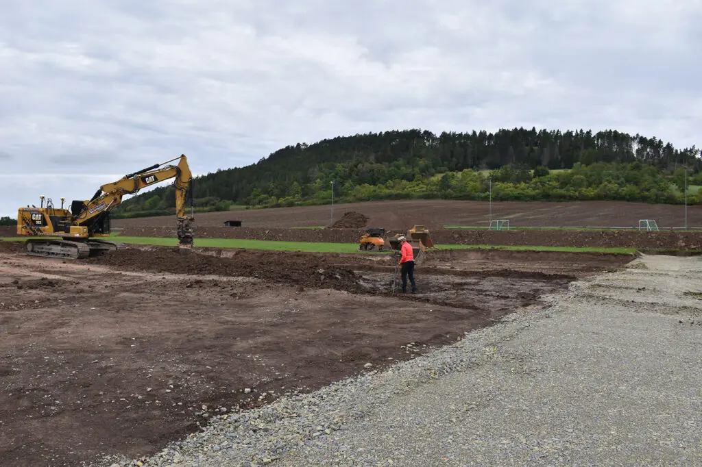 Archaeological work at the former Singen sports field where the Celtic silver coin hoard was discovered.