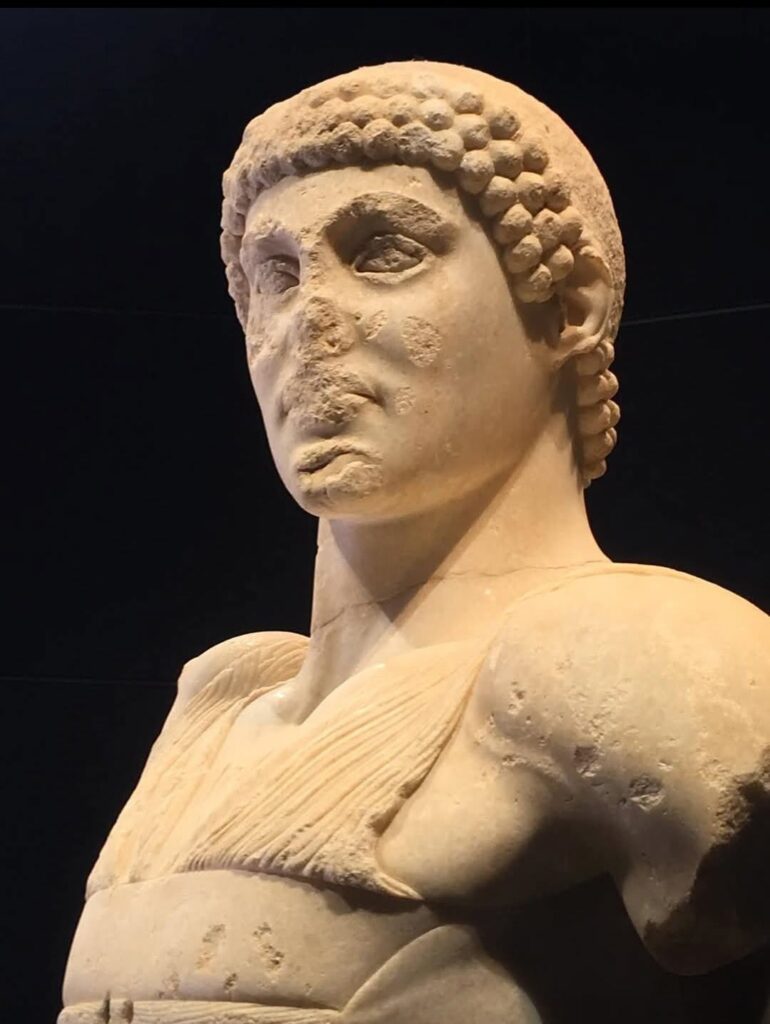 Close-up of the face of the fifth-century BC Youth of Mozia.