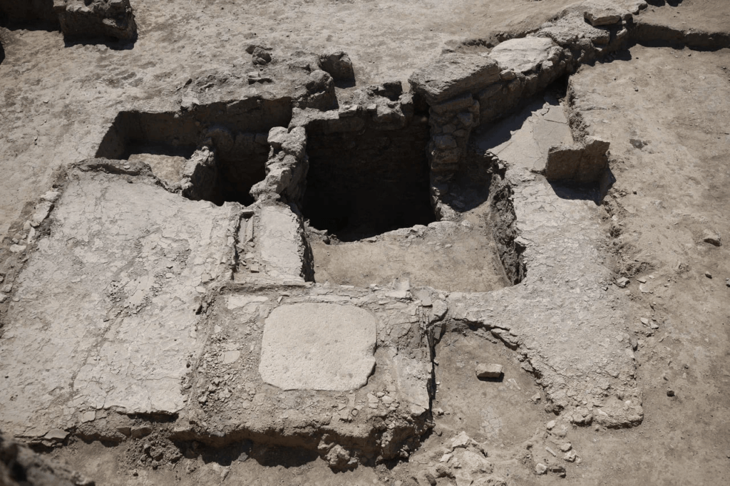 Excavated ancient winery installation at Phanagoria on the Black Sea