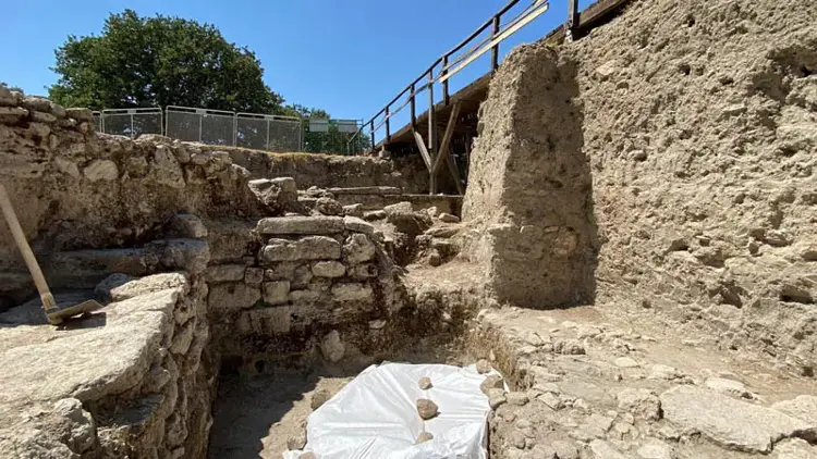 Excavated stone walls near the southern gate of ancient Troy
