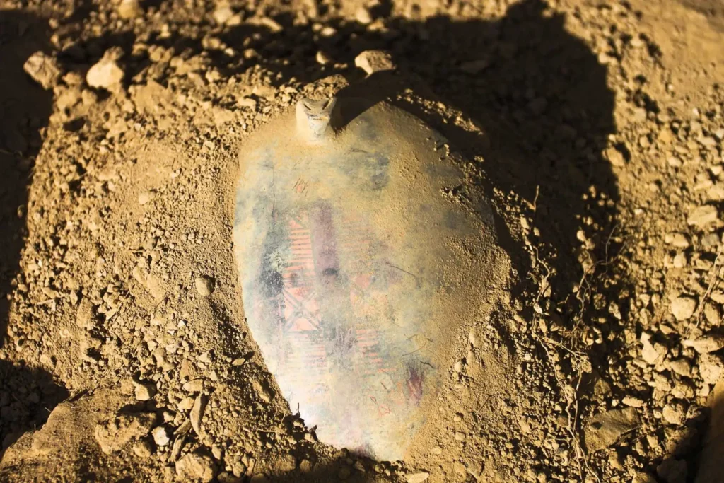 Painted ceramic vessel uncovered during the Inca closing ritual at Wancasanga.