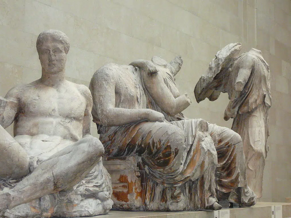 Parthenon pediment sculptures displayed in the British Museum