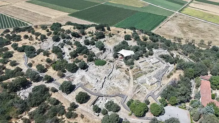 Aerial view of the archaeological site of Troy and the surrounding landscape