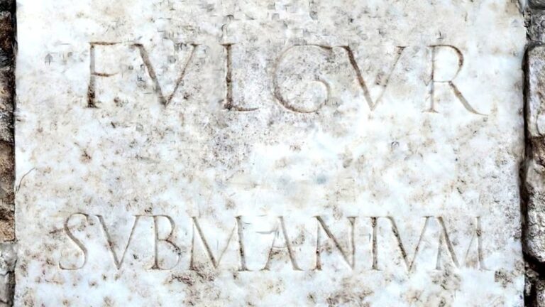 Marble slab inscribed FVLGVR SVBMANIVM at Hadrian’s Villa