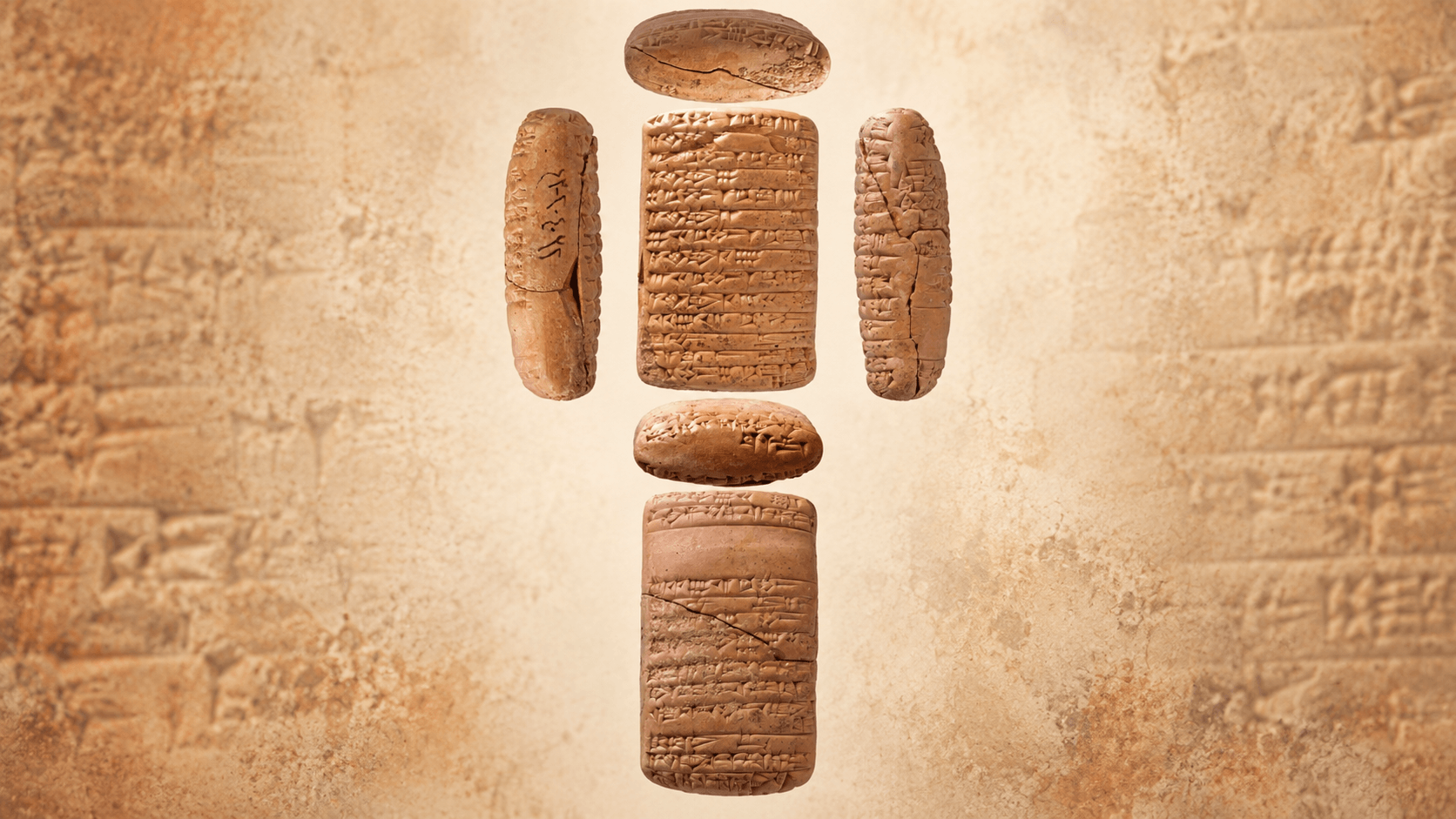 Ur III cuneiform tablet from the Umma region showing multiple sides covered with administrative inscriptions.