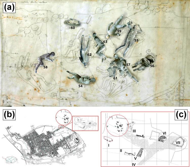 Archaeological plan of Santa Maria in Civitate showing Roman and medieval burial locations, including graves containing related children.