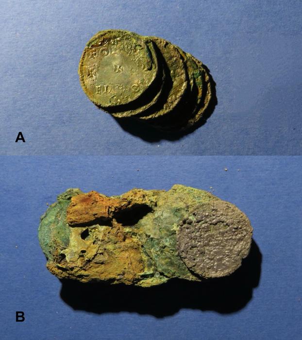 Two fused groups of Anglo-Saxon and medieval coins excavated beneath the Palazzo della Rovere in Rome.